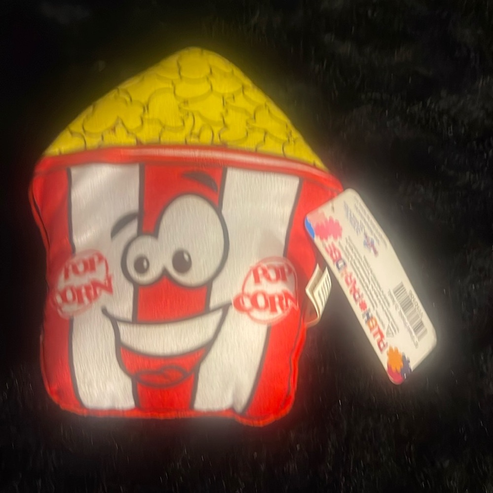 NWT Popcorn Plush 8” Stuffed Toy Red/White Pillow Cushion Smiley Face Bday Gift